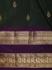 Bottle Green Butta Zari Woven Design Pure Kanchipuram Silk Saree with Contrast Zari Border
