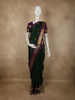 Bottle Green Butta Zari Woven Design Pure Kanchipuram Silk Saree with Contrast Zari Border