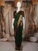 Bottle Green Butta Zari Woven Design Pure Kanchipuram Silk Saree with Contrast Zari Border