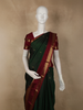 Bottle Green Butta Zari Woven Design Pure Kanchipuram Silk Saree with Contrast Zari Border