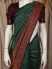 Bottle Green Butta Zari Woven Design Pure Kanchipuram Silk Saree with Contrast Zari Border