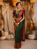 Bottle Green Butta Zari Woven Design Pure Kanchipuram Silk Saree with Contrast Zari Border