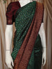 Bottle Green Butta Zari Woven Design Pure Kanchipuram Silk Saree with Contrast Zari Border