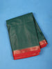Bottle Green Checked Mysore Silk Saree with Red Zari Border