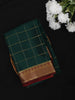 Bottle Green Checked Woven Design Mysore Silk Designer Saree with Contrast Zari Border