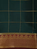 Bottle Green Checked Woven Design Mysore Silk Designer Saree with Contrast Zari Border