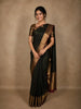 Bottle Green Checked Woven Design Pure Kanchipuram Silk Saree with Contrast Border