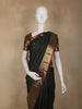 Bottle Green Checked Woven Design Pure Kanchipuram Silk Saree with Contrast Border