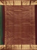 Bottle Green Checked Woven Pure Kanchipuram Silk Saree with Contrast Zari Border