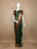 Bottle Green Checked Woven Pure Kanchipuram Silk Saree with Contrast Zari Border