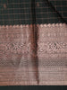 Bottle Green Checked Zari Woven Design Pure Kanchipuram Silk Saree with Contrast Copper Border