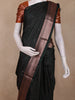 Bottle Green Checked Zari Woven Design Pure Kanchipuram Silk Saree with Contrast Copper Border