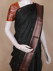 Bottle Green Checked Zari Woven Design Pure Kanchipuram Silk Saree with Contrast Copper Border