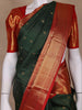 Bottle Green Checks And Floral Butta Pure Kanchipuram Silk Saree