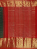 Bottle Green Checks And Floral Butta Pure Kanchipuram Silk Saree