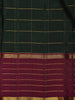 Bottle Green Checks Woven Pure Kanchipuram Silk Saree With Zari Border