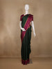 Bottle Green Checks Woven Pure Kanchipuram Silk Saree With Zari Border