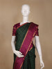 Bottle Green Checks Woven Pure Kanchipuram Silk Saree With Zari Border