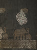 Bottle Green Elephant Motif Zari Woven Design Mixed Cotton Saree with Zari Border