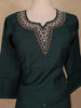 Bottle Green Embroidered Cotton Salwar Suit with Floral Dupatta