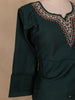 Bottle Green Embroidered Cotton Salwar Suit with Floral Dupatta