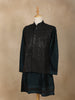 Bottle Green Embroidered Design Semi Silk Kurta Set