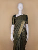 Bottle Green Floral Brocade Woven Pure Kanchipuram Silk Saree With Zari Border