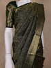 Bottle Green Floral Brocade Woven Pure Kanchipuram Silk Saree With Zari Border