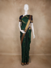Bottle Green Floral Butta Woven Design Art Silk Saree with Contrast Blouse