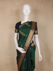 Bottle Green Floral Butta Woven Design Art Silk Saree with Contrast Blouse