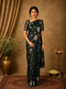Bottle Green Floral Butta Woven Design Soft Tissue Saree