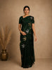 Bottle Green  Floral Butta  Woven Katan Banarasi Saree