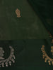 Bottle Green  Floral Butta  Woven Katan Banarasi Saree