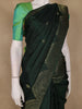 Bottle Green Floral Butta Woven Pure Kanchipuram Silk Saree