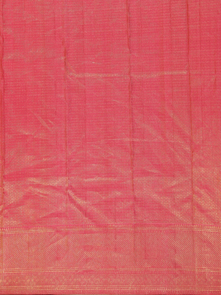 Bottle Green Floral Checks Woven Pure Kanchipuram Silk Saree - Diadem
