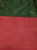Bottle Green Floral Checks Woven Pure Kanchipuram Silk Saree - Diadem