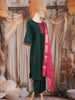 Bottle Green Floral Design Cotton Straight-Cut Salwar Suit with Floral Dupatta