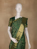 Bottle Green Floral Design Pure Kanchipuram Silk Saree With Zari Border