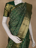 Bottle Green Floral Design Pure Kanchipuram Silk Saree With Zari Border
