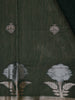 Bottle Green Floral Design Semi Banarasi Silk Saree