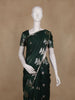 Bottle Green Floral Design Semi Banarasi Silk Saree