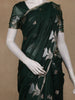 Bottle Green Floral Design Semi Banarasi Silk Saree