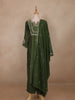 Bottle Green Floral Design Silk Cotton Salwar Suit