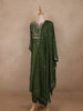 Bottle Green Floral Design Silk Cotton Salwar Suit
