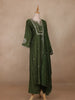 Bottle Green Floral Design Silk Cotton Salwar Suit