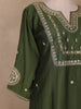 Bottle Green Floral Design Silk Cotton Salwar Suit