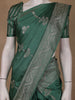 Bottle Green Floral Design Tussar Silk Saree - Diadem