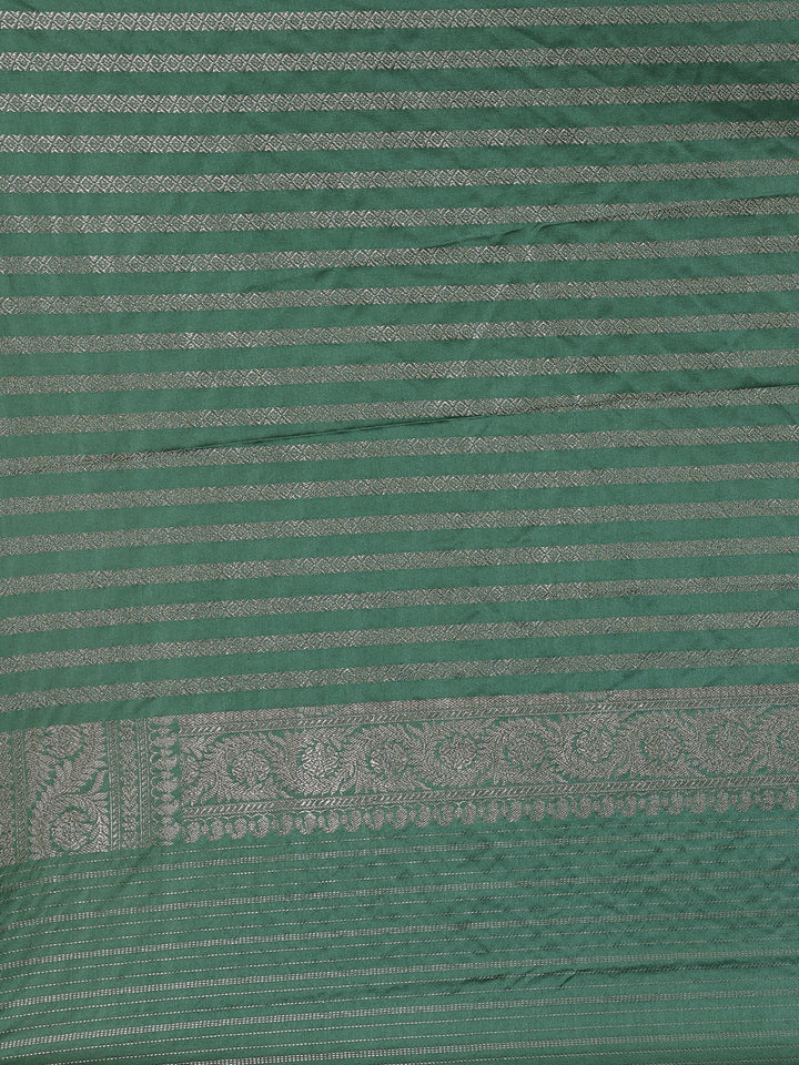 Bottle Green Floral Design Tussar Silk Saree - Diadem