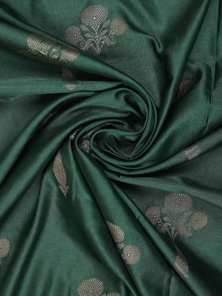 Bottle Green Floral Design Tussar Silk Saree - Diadem