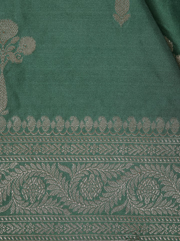 Bottle Green Floral Design Tussar Silk Saree - Diadem